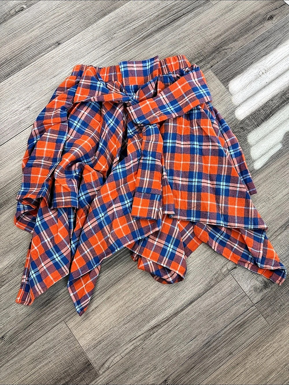 Plaid Mini Skirt in Orange & Blue